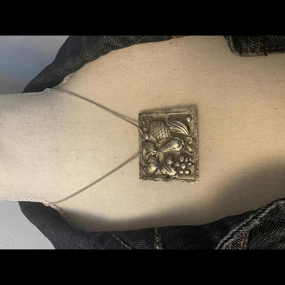Vintage Sterling Silver Fruit Motif Pendant - Picture 2 of 7